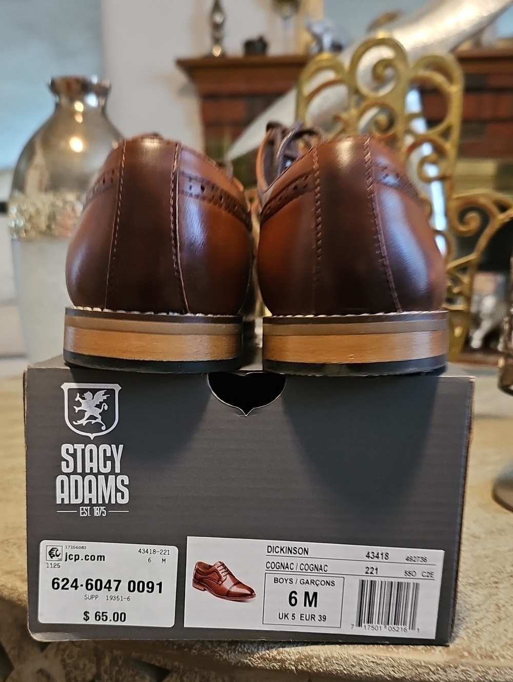 Stacy Adams Boys' Cognac Brogue Dress Shoes